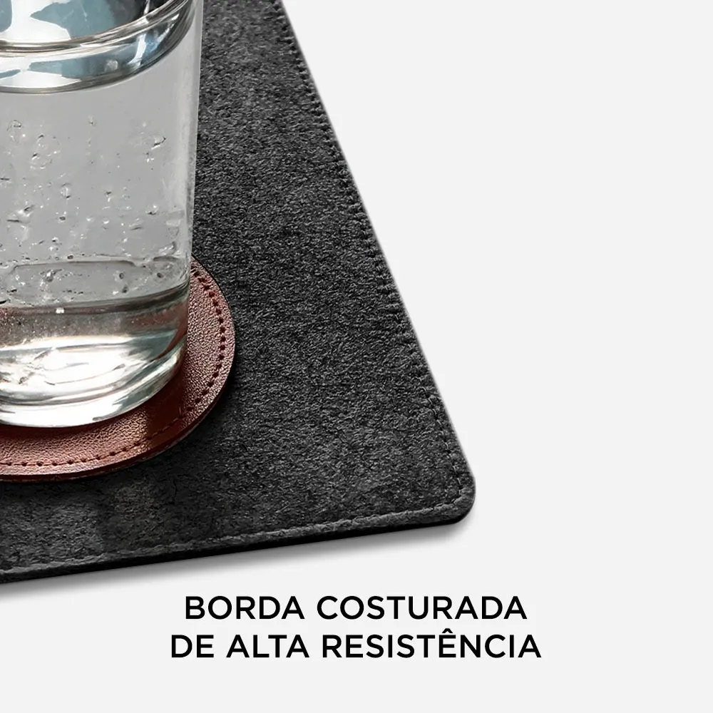 Mousepad Desk Mat MPEL-LG, Superfície em Feltro Premium, Porta-copo em Courino, Base Emborrachada, 600x300x3mm, MPMM
